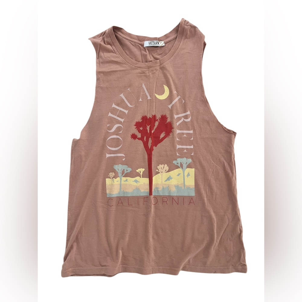 Letluv Anthropologie Graphic Tank Top, Joshua Tree, Size Large